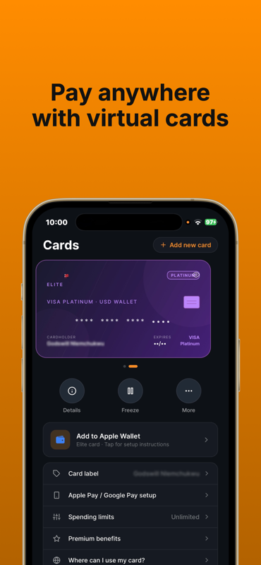 Virtual USD card screen